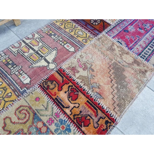 Red Mid 20th Century Muted Oushak Hallway Runner Rug For Sale - Image 8 of 10