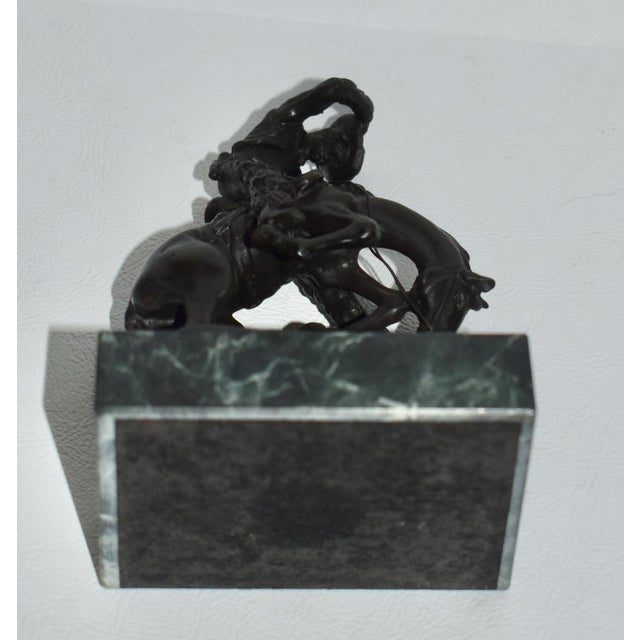 Miniature Frederic Remington Rattlesnake Bronze Sculpture Green Marble Base Mini For Sale - Image 14 of 18