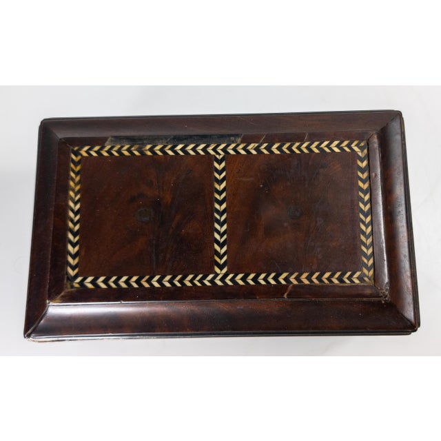 Wood 19th Century English Regency Sarcophagus Form Tea Caddy Box With Inlay For Sale - Image 7 of 14