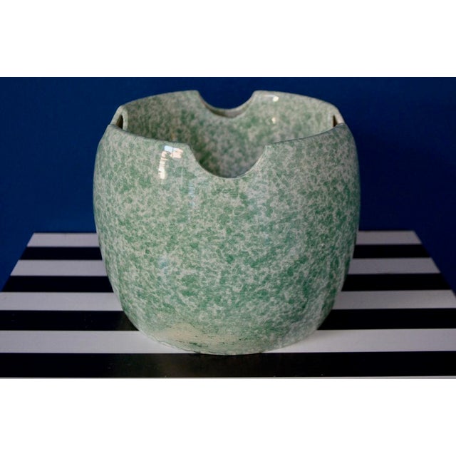 1980s Large Spotted Green Ceramic Bowl from Bari, Italy, 1980s For Sale - Image 5 of 16