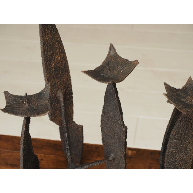 Pair of sculptural brutalist candle holders Spain 1960s