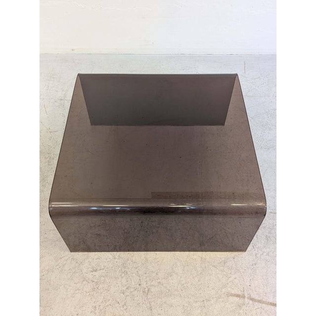 Tan Square Smoked Glass Coffee Table, 1970s For Sale - Image 8 of 11