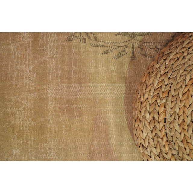 1970s Vintage Turkish Handmade Wool Cotton Beige Area Rug For Sale - Image 10 of 13
