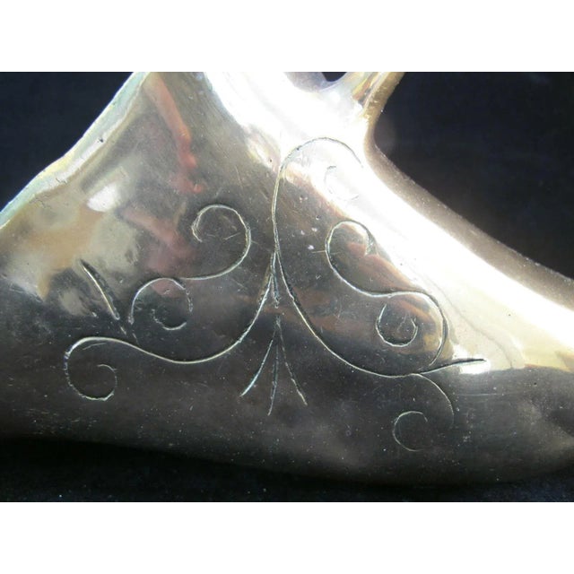 Metal Antique 19th Century Spanish Conquistador Brass Equestrian Etched Stirrup Shoes For Sale - Image 7 of 10