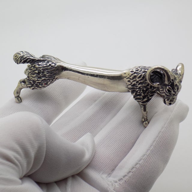 A striking vintage ram / Aries spoon rest, expertly handcrafted in Italy during the 1980s/1990s in genuine Sterling Silver...
