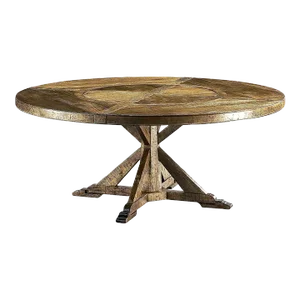 Rustic Round Dining Table in Medium Brown