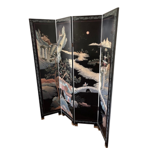 1960s Chinese Export Four-Panel Coromandel Lacquer Folding Screen