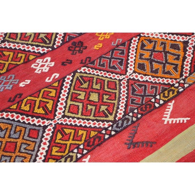 1960s 1960s Anatolian Ethnic Design Hand Knotted Natural Kilim Rug For Sale - Image 5 of 10