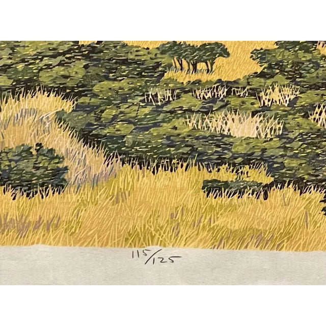 Impressionist Gordon Mortensen "Near San Simeon" Signed Numbered Woodcut Art 1977 Last 1 For Sale - Image 3 of 5