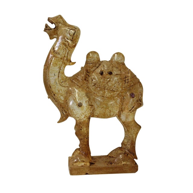 Glass Chinese Clear Crystal Glass Vintage Dusty Finish Camel Figure For Sale - Image 7 of 7