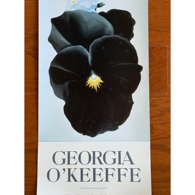 Mid-Century Modern Vintage 1988 Georgia O'Keeffe "Pansy, 1926" Brooklyn Museum Large Format Exhibition Poster For Sale - Image 3 of 12