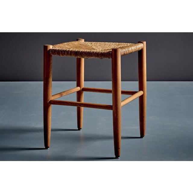 Wood Beechwood Stools with Woven Rush Seats, France, 1950s, Set of 2 For Sale - Image 7 of 14