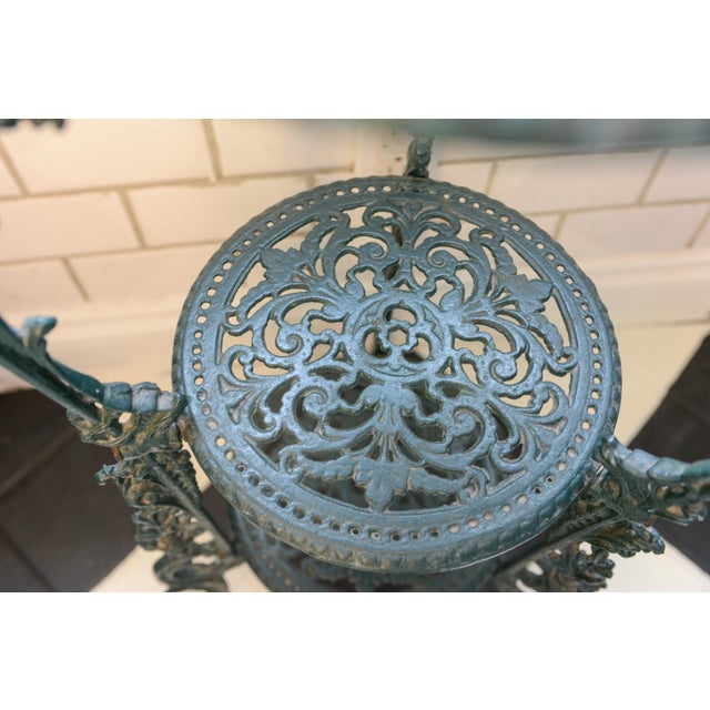 Metal Verdigris 3-Tier Wrought Iron Claw Footed Plant or Pot Stand For Sale - Image 7 of 11