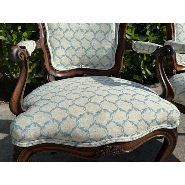 Antique French Louis XV Style Walnut Bergère Armchairs, a Pair For Sale - Image 9 of 18