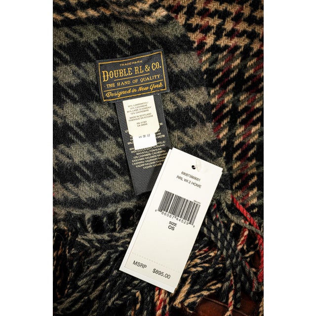 Textile Luxurious Ralph Lauren Home Double Rl RRL Cashmere Lambswool Plaid Pattern Throw Blanket Home Decor For Sale - Image 7 of 10