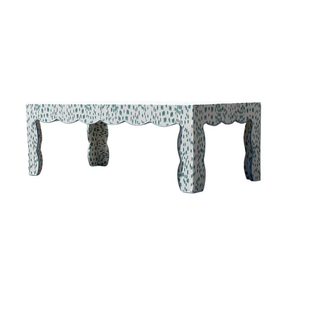 Custom Scalloped Coffee Table in Brunschwig and Fils For Sale - Image 12 of 14