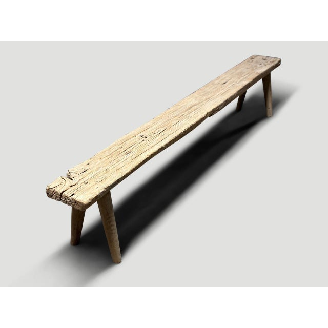 2010s Andrianna Shamaris Wabi Sabi Teak Wood Long Bench For Sale - Image 5 of 6