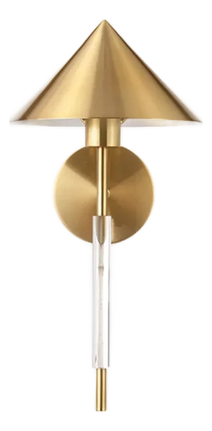 Matthew Izzo Home Talon Antique Brass and Acrylic Pole Wall Sconce With Metal Shade