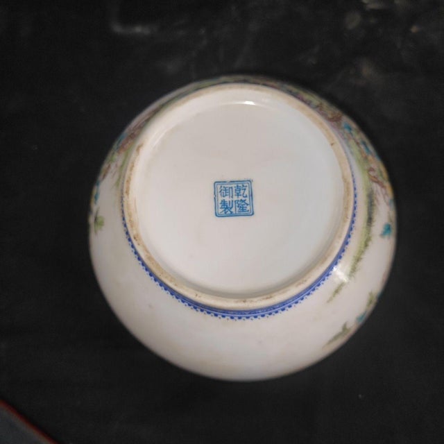 Pair of Chinese Famille Rose Porcelain Covered Jars With Birds & Peony Motif For Sale - Image 9 of 9