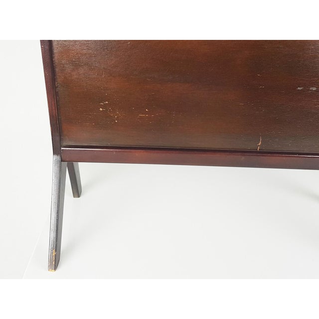 Italian Stained Plywood & Decorated Glass Magazine Rack, 1950s For Sale - Image 9 of 13