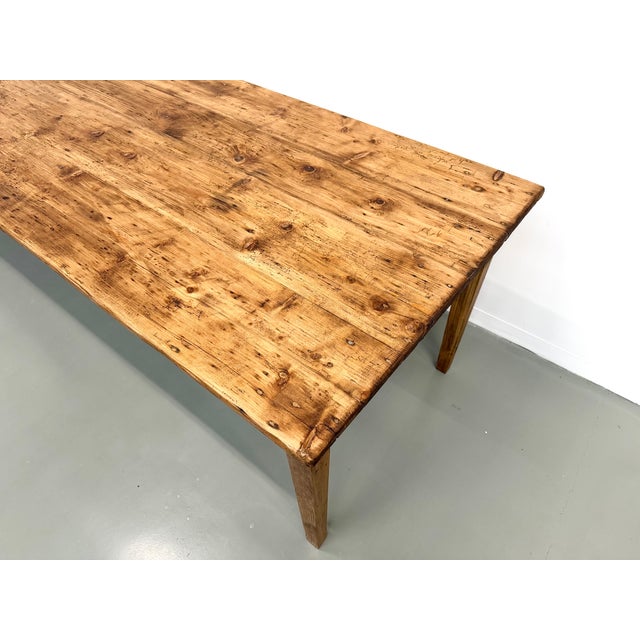 Large Farmhouse Table in Pine with Spindle Legs, 1950s For Sale - Image 4 of 18