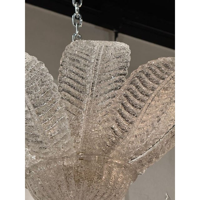 Murano Granola Glass Palm Leaf Flush Mount Chandelier For Sale - Image 4 of 6