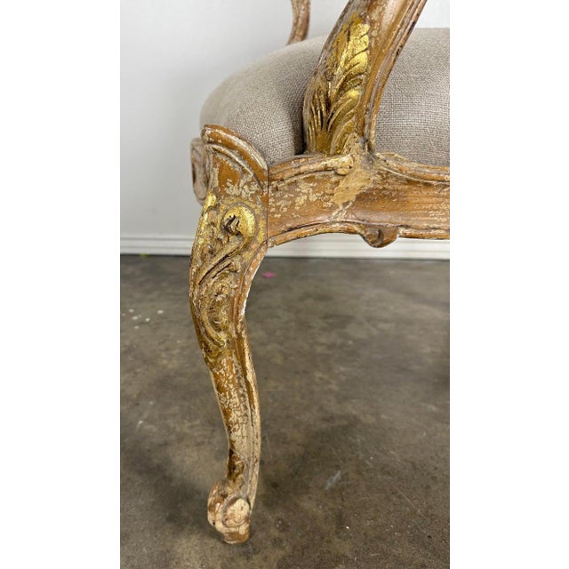 Set of Eight 18th-Century Style French Louis XV Carved & Giltwood Dining Chairs For Sale - Image 12 of 15