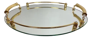 Italian 24-Karat Gold Plated and Brass Tray with Mirror, 1980s