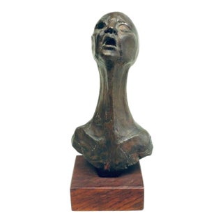 Vintage Abstract Bronze Bust Sculpture in the Manner of Tibor Vitt (7.25” High) For Sale