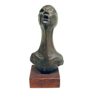 Vintage Abstract Bronze Bust Sculpture in the Manner of Tibor Vitt (7.25” High)