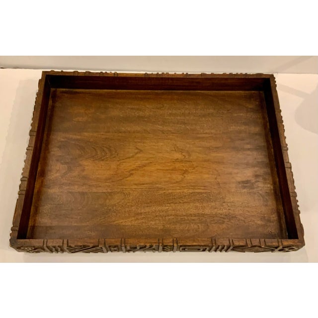 Mid-Century Modern Mid-Century Modern Style Carved Mango Wood Oti Tray For Sale - Image 3 of 4