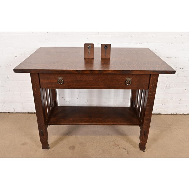 Silver Crest Arts & Crafts Sterling Silver on Bronze Bookends, Pair For Sale - Image 13 of 14