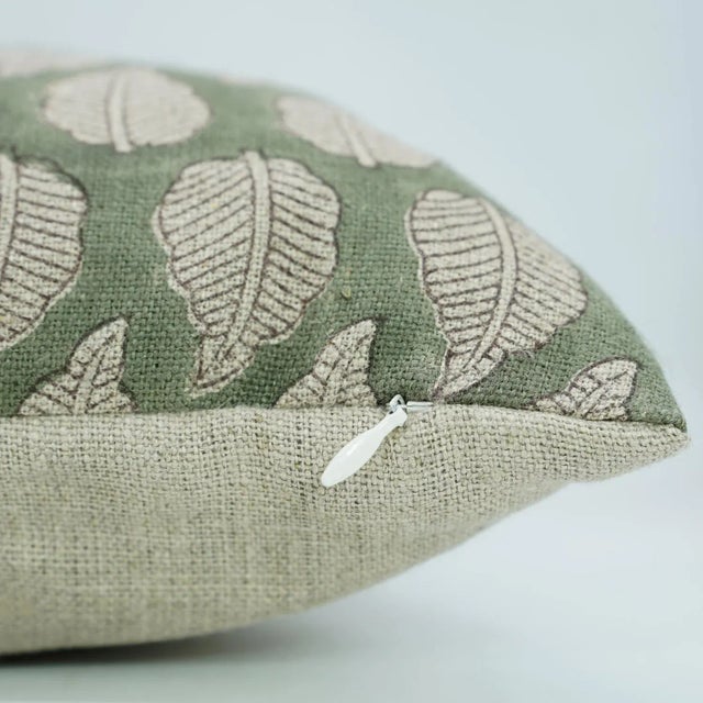 Rustic Handcrafted Cushion Cover 26x26 Inch Traditional Block Print Thick Linen-Panchi For Sale - Image 3 of 4