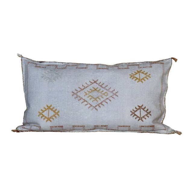 Moroccan Moroccan White Cactus Silk Pillow For Sale - Image 3 of 6