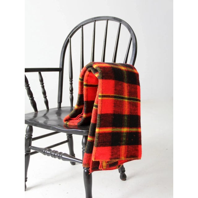 Vintage Plaid Woolen Blanket For Sale - Image 4 of 10