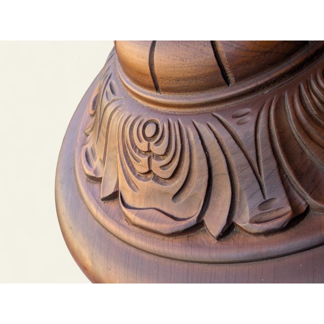 Vintage Hand-Turned Plant Stand in Wood, 1960s For Sale - Image 10 of 11