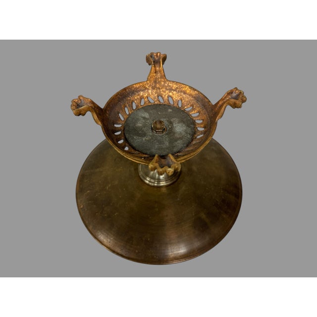 Metal Antique Victorian Cast Metal Embossed Scenic Compote For Sale - Image 7 of 8