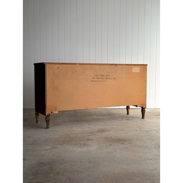 Vintage Walnut Triple Dresser by Ward Furniture Mfg. For Sale - Image 18 of 18