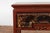 Chinese Red Lacquered Console Table with Hand Carved Drawers and Geometric Shelf For Sale - Image 4 of 12