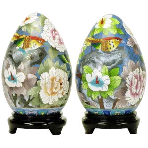 Colorful Cloisonne Eggs - a Pair