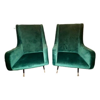 Pair of Italian Marco Zanuso Manner Club Chairs For Sale