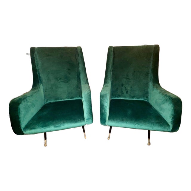 Pair of Italian Marco Zanuso Manner Club Chairs For Sale