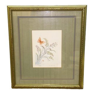 Original Mary Bertrand Botanical Watercolor Painting, Signed and Numbered, Custom Framed For Sale