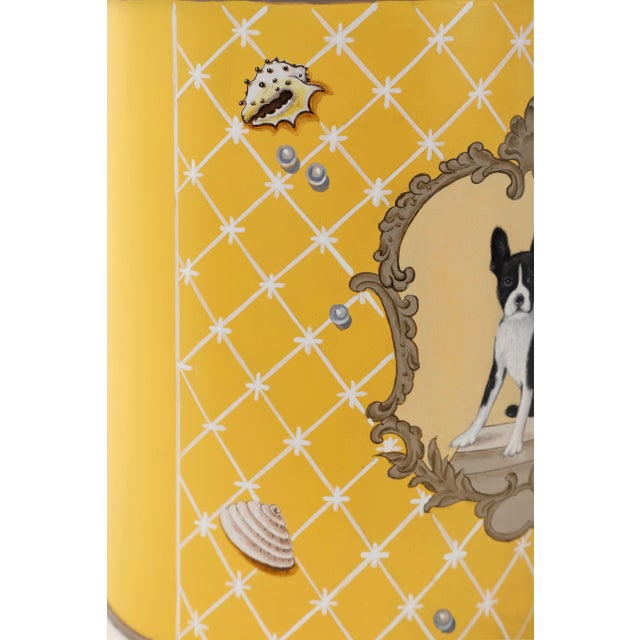Vintage Tole Tea Caddy Lamp in Mod Yellow For Sale - Image 4 of 8