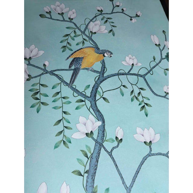Bring the atmosphere of an elegant botanical garden into your interior with this original hand-painted Chinoiserie mural,...
