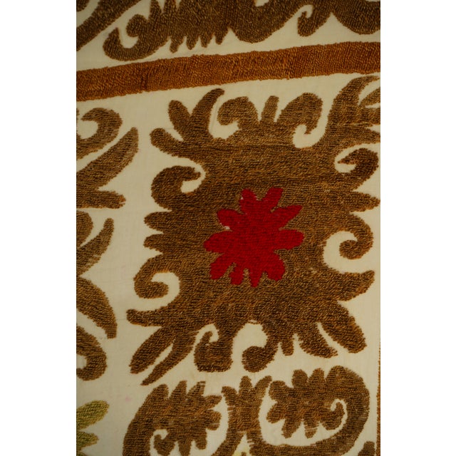 Suzani Table Cover - Beige Tribal Embroidery For Sale - Image 9 of 10