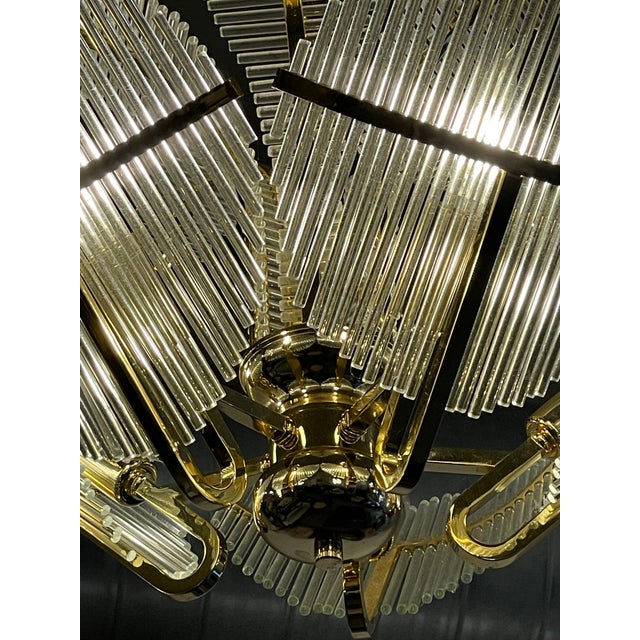 1970's Vintage Art Deco Italian Venini Palm Chandelier Glass Rods For Sale In Chicago - Image 6 of 9