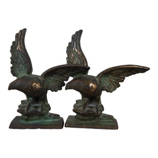 Antique Cast Iron American Eagle Bookends Doorstops- Set of 2 For Sale