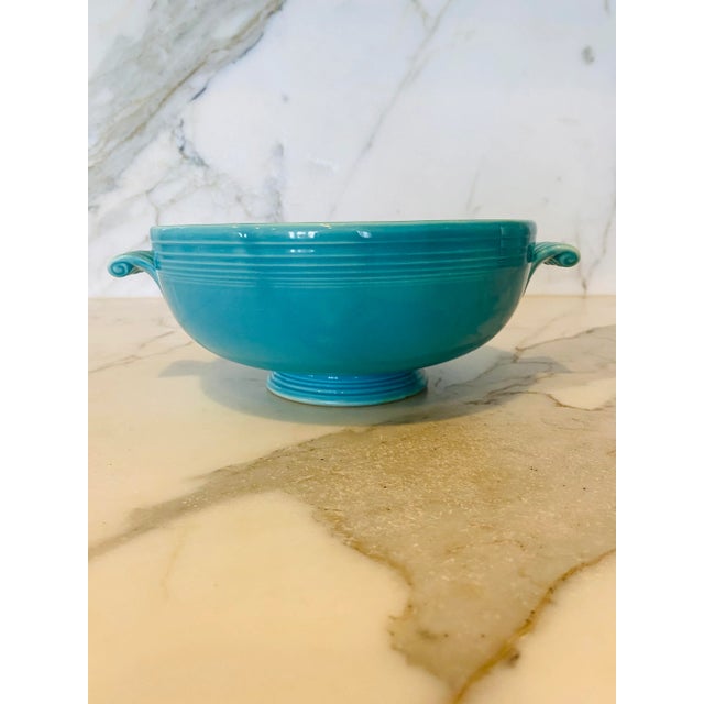 Vintage Early 20th Century Fiesta Casserole Bowl in Original Turquoise Glaze For Sale - Image 9 of 10
