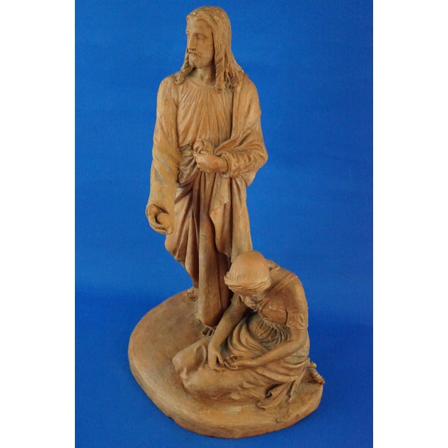 Giovanni Della Longa, Sculpture Depicting Jesus Christ and a Seated Woman, 19th Century, Terracotta For Sale - Image 11 of 18